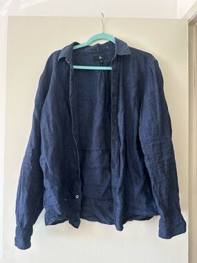 Banana Republic Men's Navy Linen Shirt Jacket